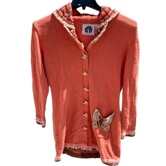 Storybook Knits Sweaters - Storybrook Knits Vintage Butterfly Sweater Orange Fairycore Artsy y2k Sz Small